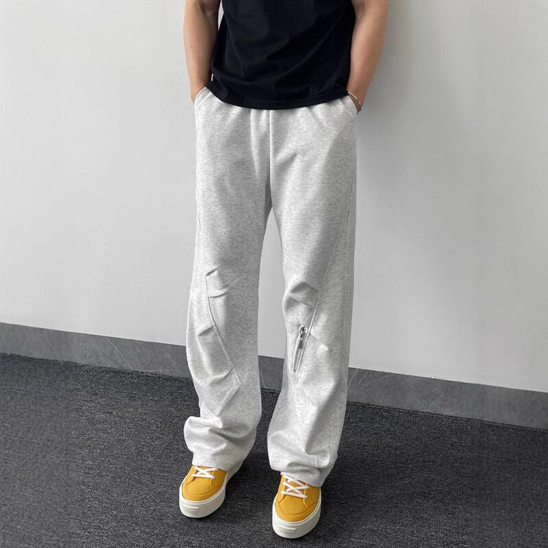 Cleanfit Pleated Curved Blade Sweatpants Men's Autumn American High Street Vibe Flared Pants Casual Sports Cargo Pants