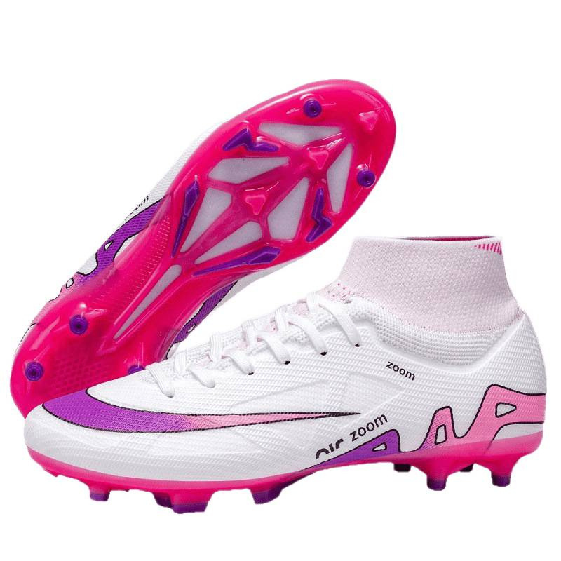Zapatos de Fútbol de Caña Alta TF AG de Cuero Sintético y TPU Ligero para Césped Natural y Artificial