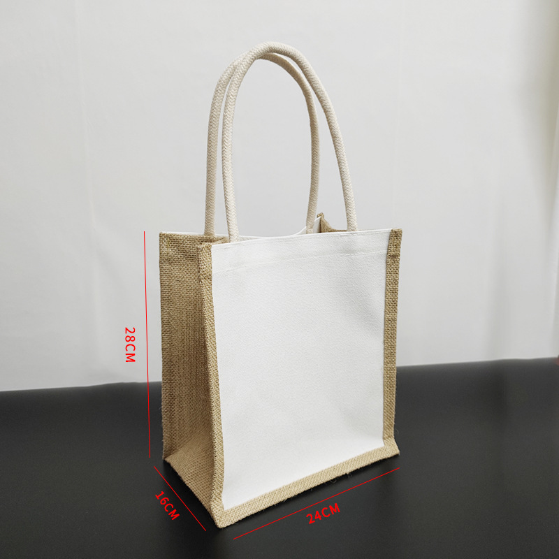 メーカー卸売麻布袋ロゴ入り帆布防水ラミネートバッグ綿紐ハンドバッグショッピングバッグ黄麻袋ハンドバッグ|undefined