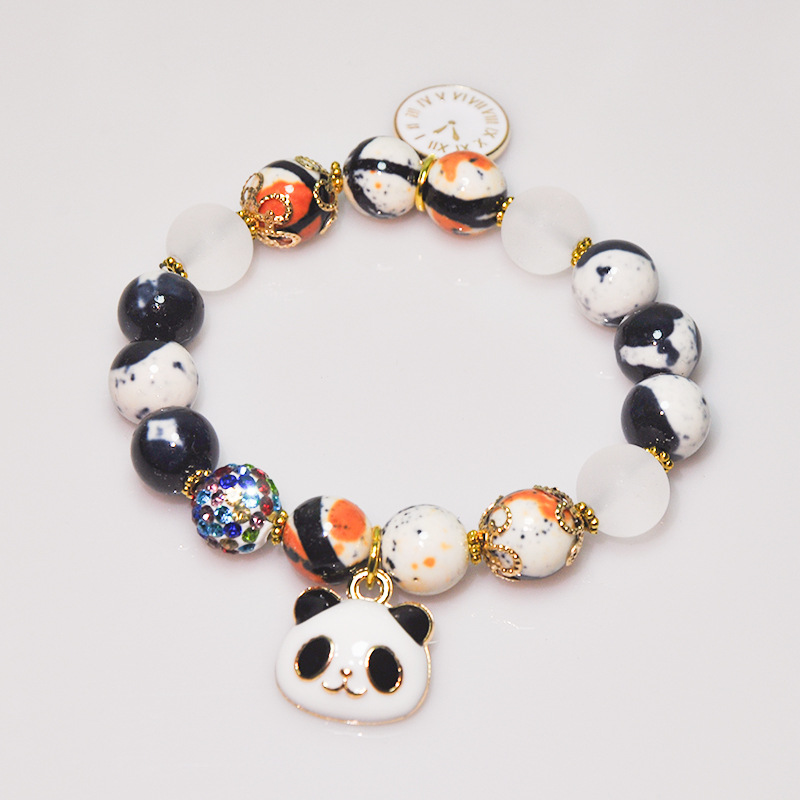 复古彩钻珠熊猫手链