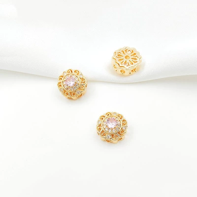 Spacer Beads Handmade Double-Row Pearl | Zərgərlik ara hissələri - style-8-pink-zirconium-120mm-gold
