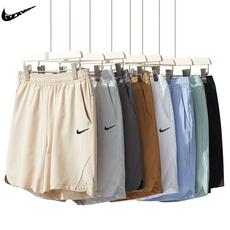 2026 New Summer Ice Silk Shorts for Men, Large Size, Loose Fit, Quick-Dry, Breathable Running Beach Shorts for Men