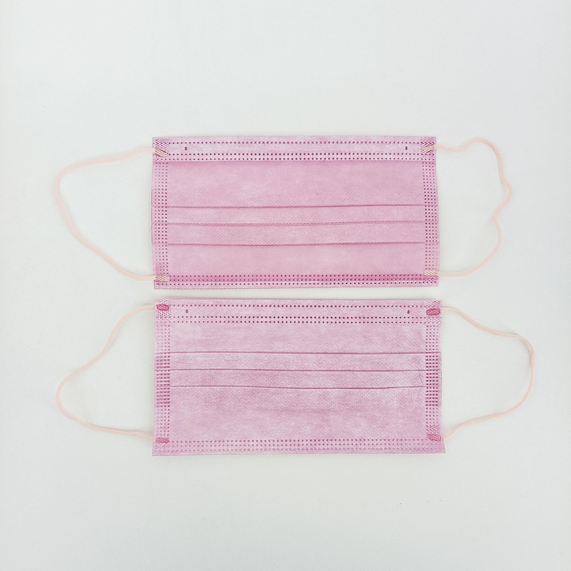 四层平面口罩 粉色全彩90bfe熔喷布Type IIR欧盟CE白名单工厂直销