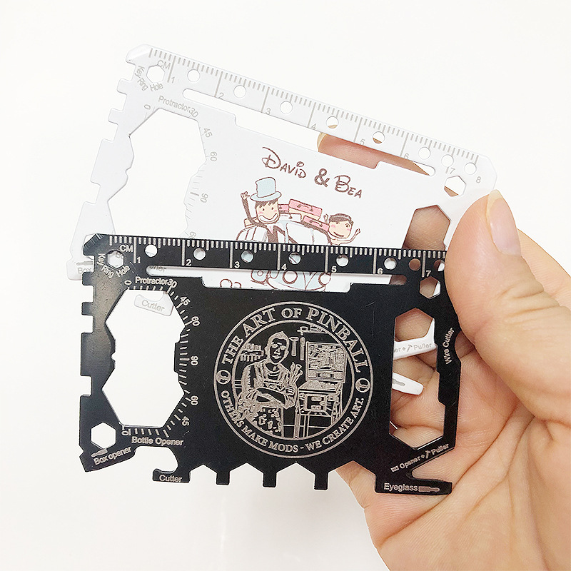 厂商批发户外野营不锈钢多功能激光打印工具刀卡