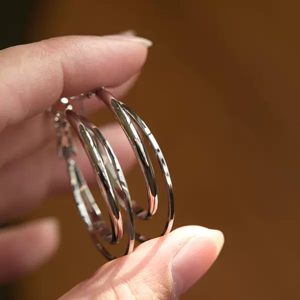 Metal Double-Layer Hoop Earrings for Women, Accessible Luxury, High-End Elegant, Large Earrings, Plain Hoop Earrings, Mosquito Coil Disc Ear Clips