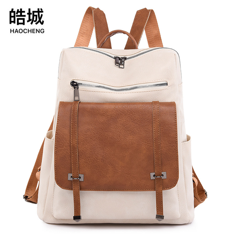 Spot al por mayor 2023 verano nuevo estilo casual señoras cuero suave mochila de viaje de gran capacidad de moda