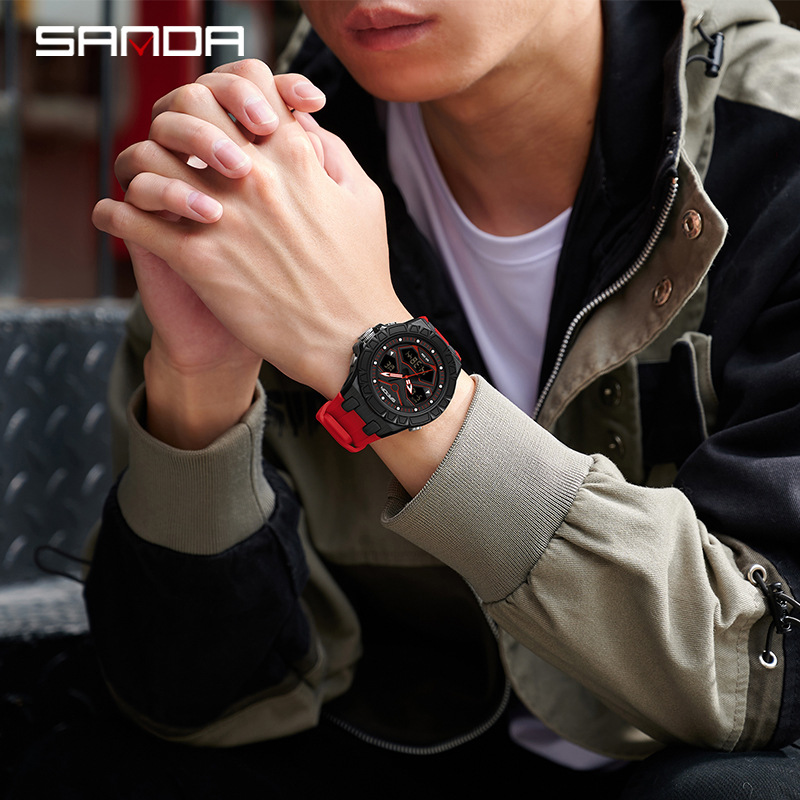 Sanda reloj juvenil reloj multifuncional moda coreana al aire libre deportivo impermeable reloj electrónico de hombre venta directa mayorista