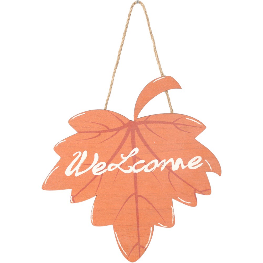 Nueva decoración de otoño 2026 para Acción de Gracias, letrero colgante de madera con hoja de arce, decoración rústica para puerta, letrero de madera con letras, letrero para puerta al por mayor