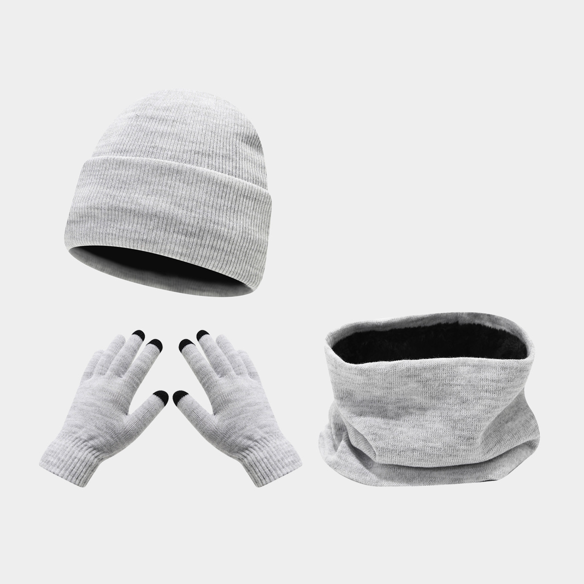 Bufandas, sombreros, guantes de tres piezas, invierno, esquí al aire libre, frío, sombreros de punto sólidos, calor, moda