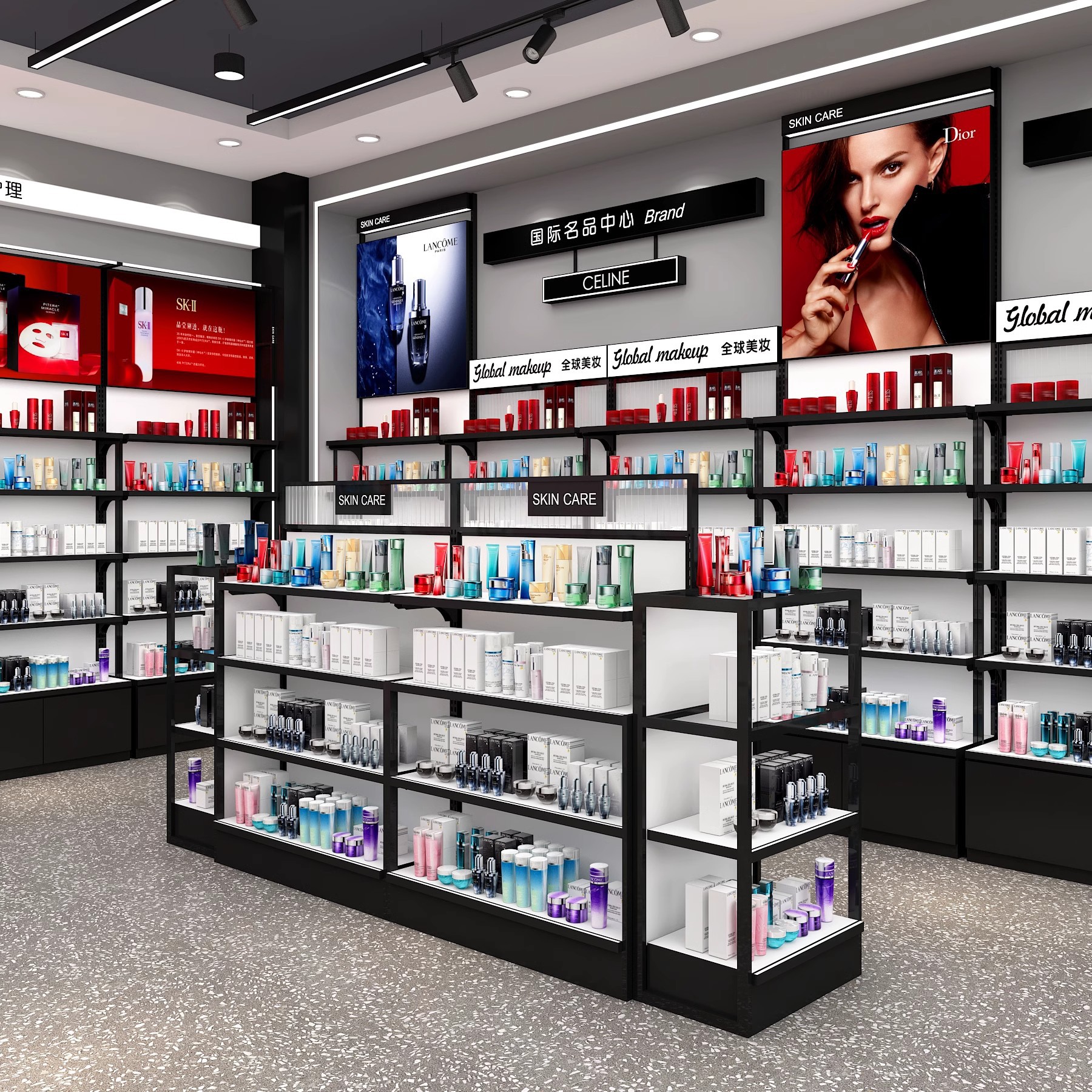 化妆品展示柜美妆钢木货架精品产品中岛柜陈列烤漆柜台美容院柜子