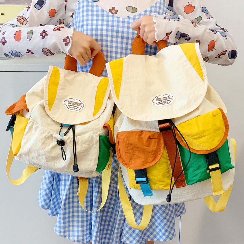 2025 New Color-Blocked Backpack for Women, Japanese and Korean Style, Simple Casual Backpack for Men and Women, Children's Travel and Hiking Parent-Child Backpack
