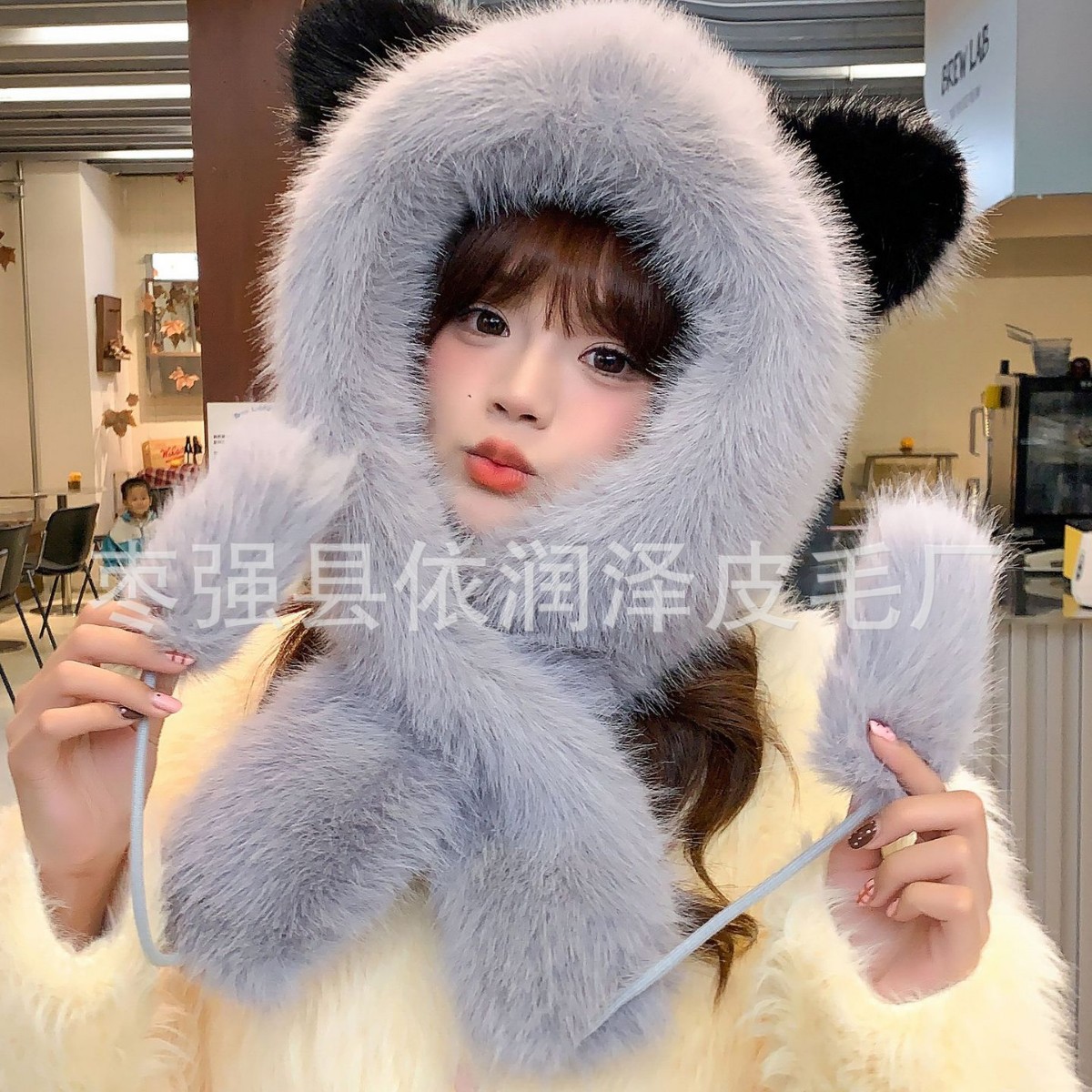 Invierno osos gorro de peluche para mujeres gorro de piel de imitación coreano grueso calentamiento lindo versátil gorro de protección contra el frío image 4