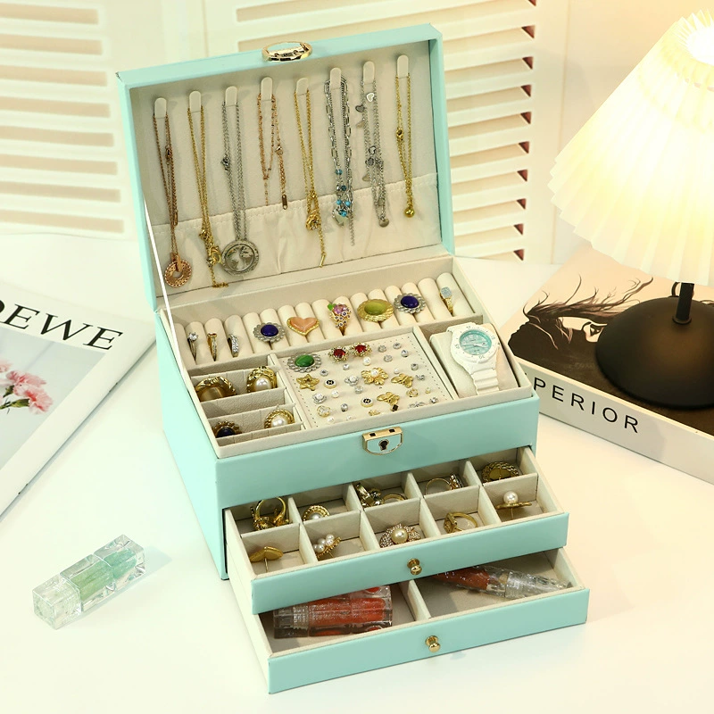 Золотая шкатулка для хранения украшений с замком для сережек, ожерелий и изысканных украшений ручной работы, шкатулка для драгоценностей, свадебная подарочная коробка.