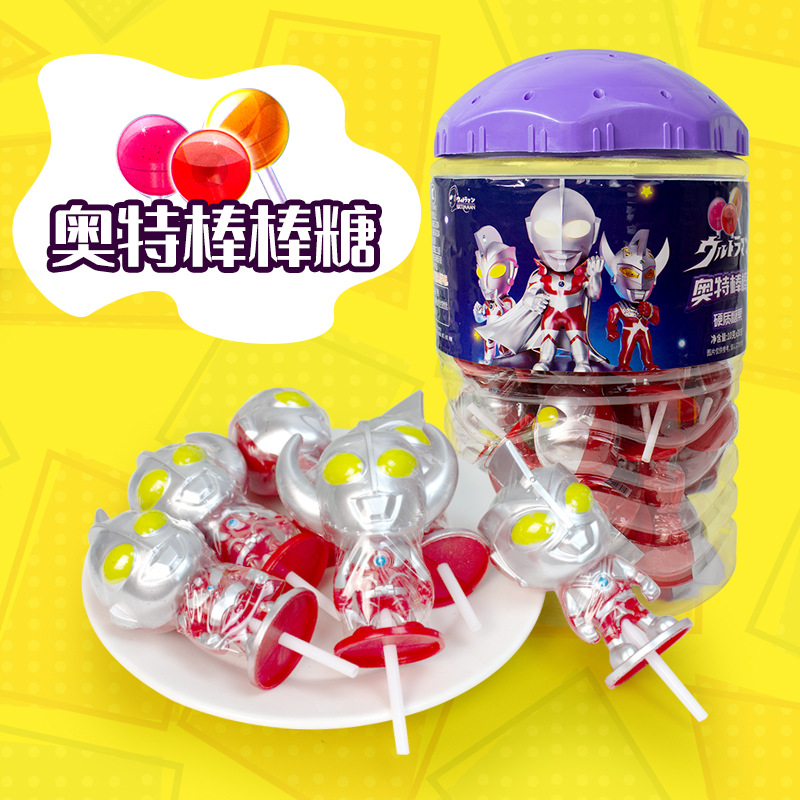 奥特棒棒糖公仔造型棒棒糖儿童零食零嘴批发硬糖超市创意有趣糖玩