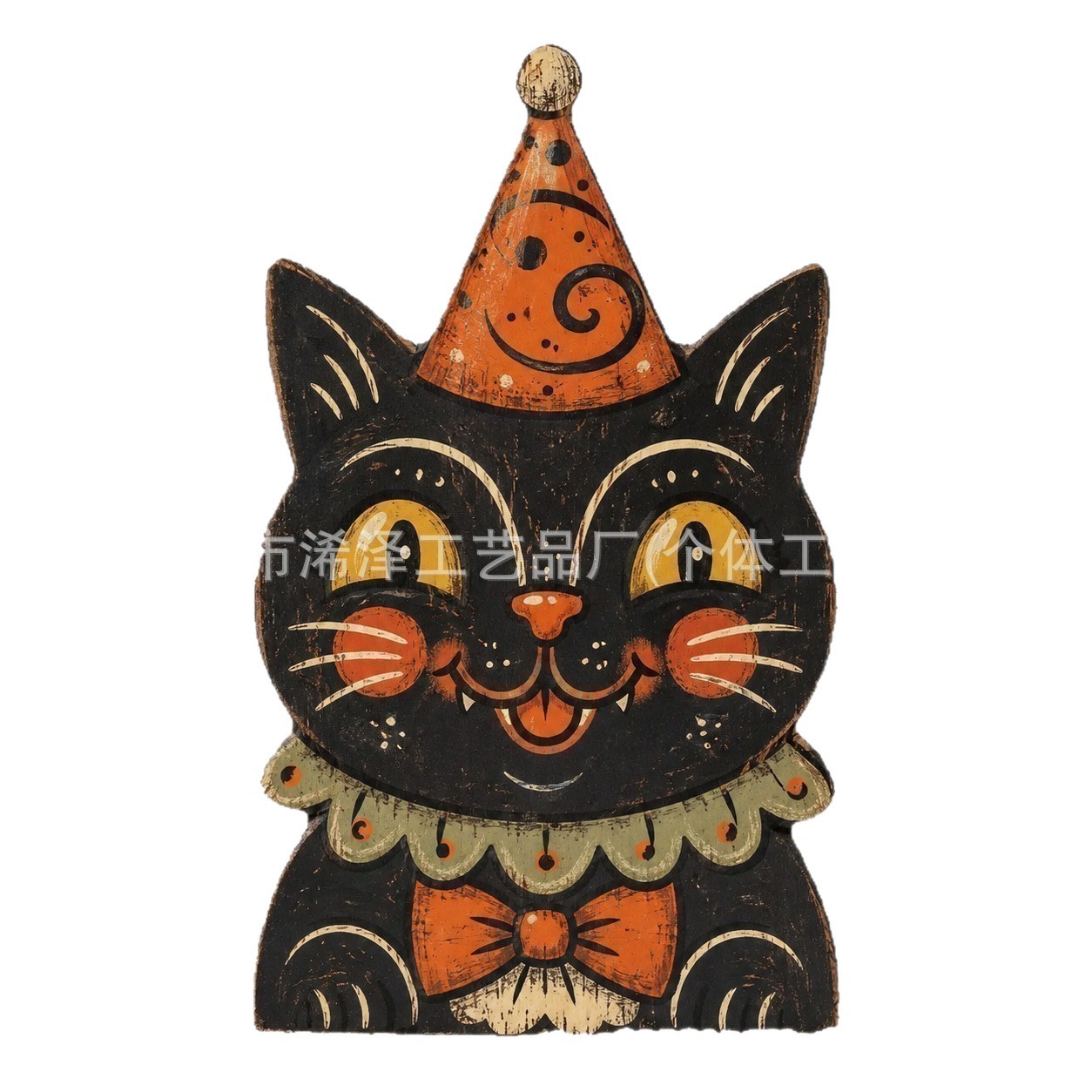 跨境复古万圣节木质桌面托盘摆件幽灵黑猫南瓜猫头鹰家居橱窗摆饰