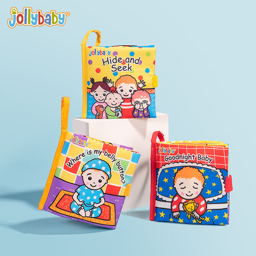 Jollybaby tail cloth book animal baby toy three-dimensional early education book cognitive three-dimensional cloth book early education toy