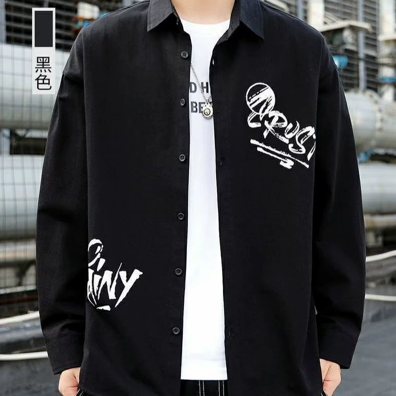 2024 новая летняя простая и универсальная рубашка с длинными рукавами, повседневная свободная мужская молодежная повседневная рубашка в стиле ретро, ​​куртка