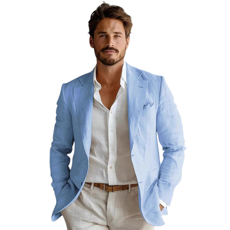 Foreign Trade 2025 Men's Spring New Tops Business Casual Printed Double-Button Jacket Men's Suit Large Size British Style