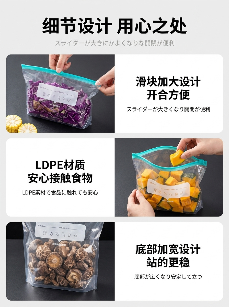Cross-border thickened fresh-keeping sealed bag household ziplock self-sealing plastic packaging bag refrigerator freezer special sealed