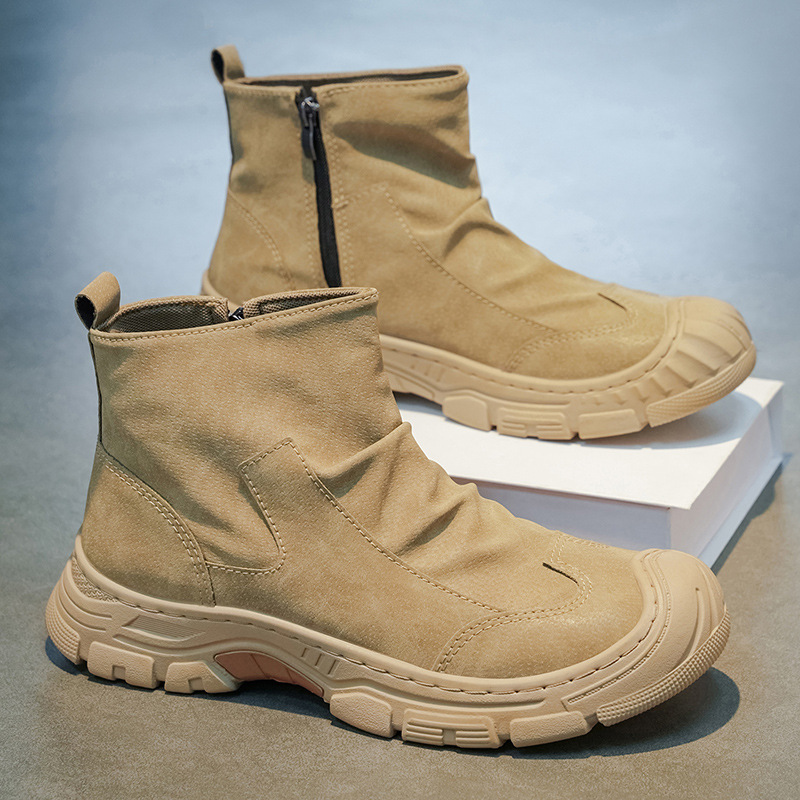 Botas Martin de Caña Alta para Hombre de Cuero Sintético y PVC Transpirable Ligero Elevado