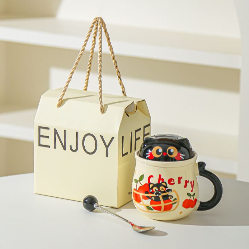 Fruta creativa gatos con tazas de fugas de té encantadoras caricaturas de alto valor de la cara de la taza de desayuno de leche doméstica taza de agua de oficina