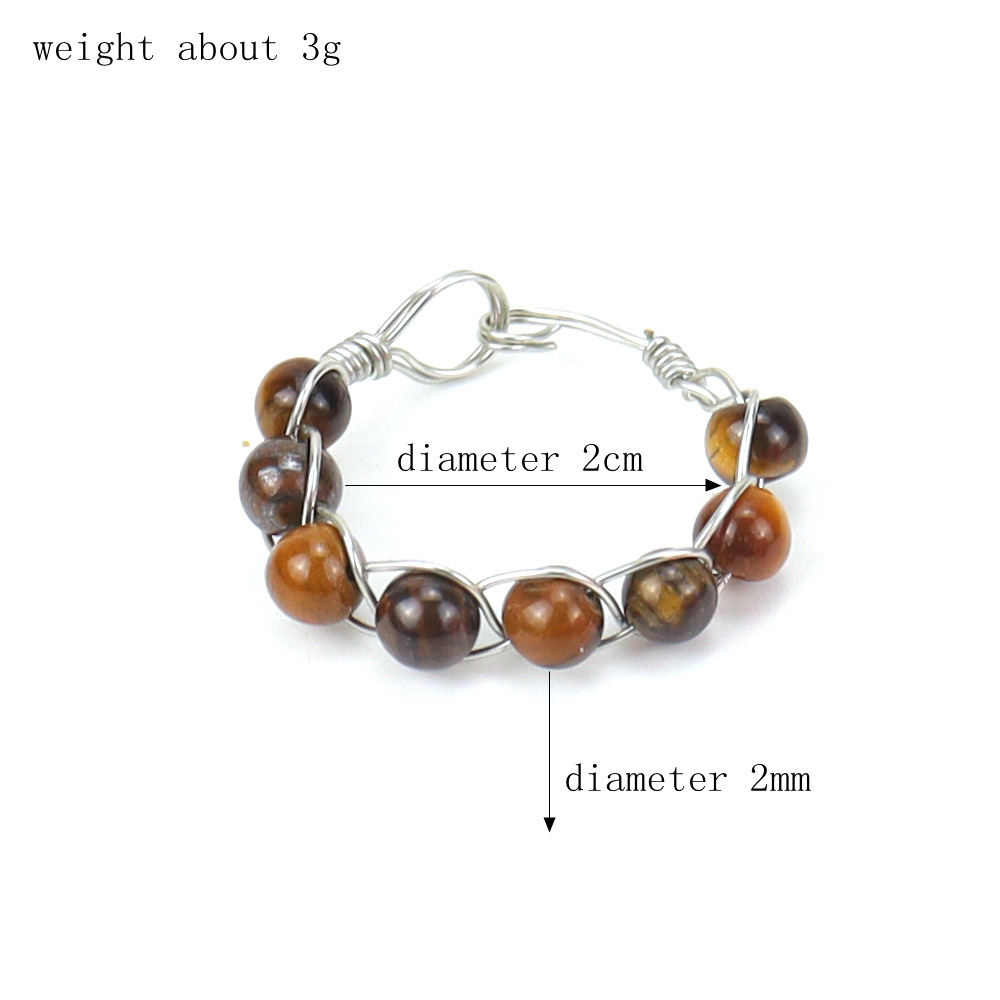 Fashion Solid Color Agate Beaded Rings 1 Piece