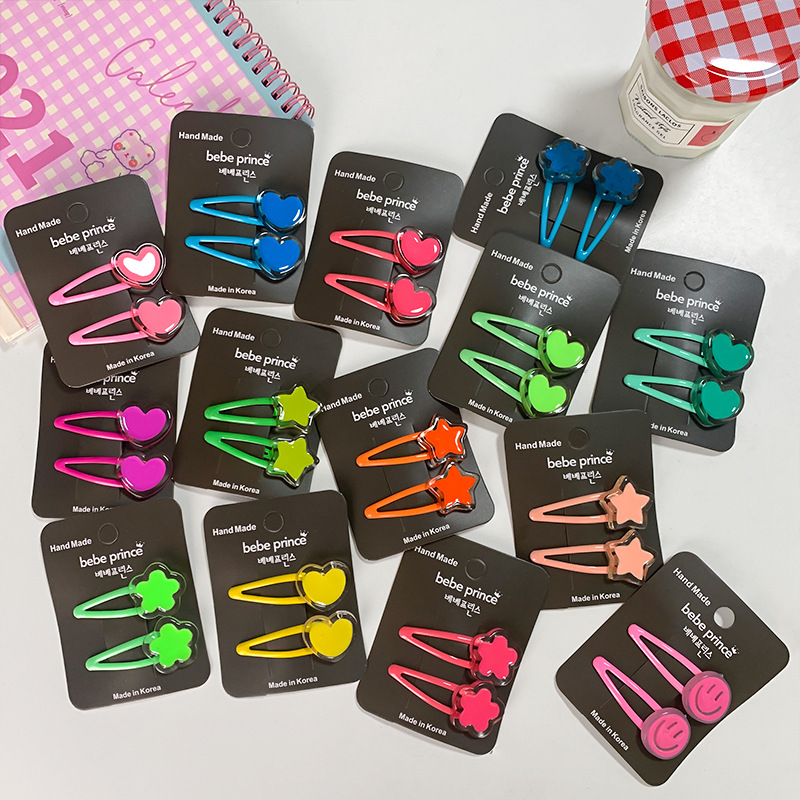 10g Weight Hair Clip Hair Accessories Type 2 Pack Quantity Elegant Cute Sweet Kid'S Star Heart Shape Arylic Hair Clip