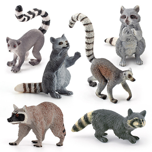 Cross-border children's simulated static forest animal raccoon model mini solid ring-tailed lemur desktop ornament toy