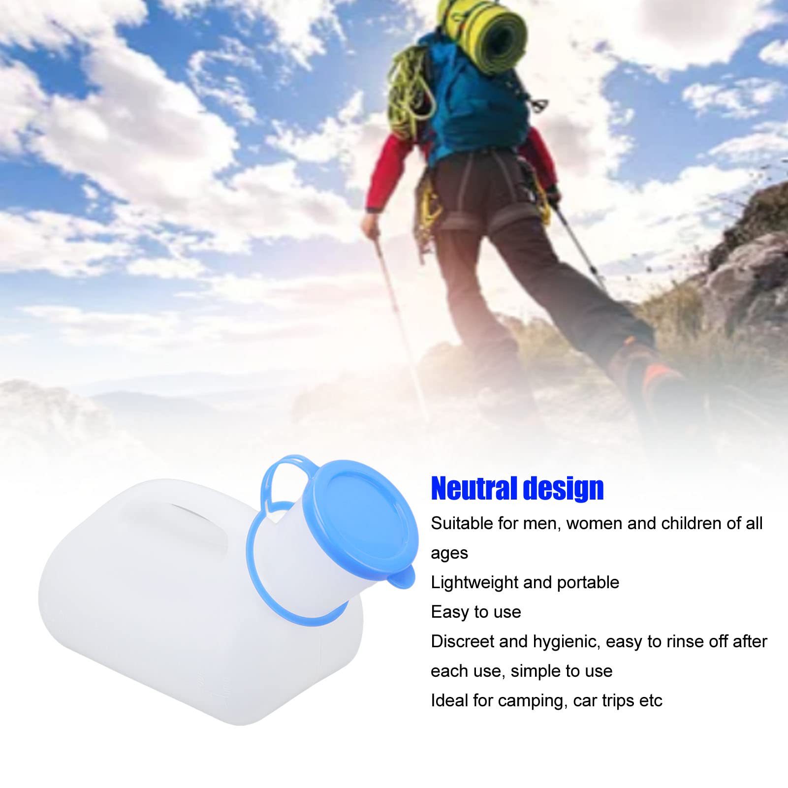 Portable Toilet Urinal for Men and Women, Pee Bottle with Lid and Funnel, Suitable for Elderly and Patients