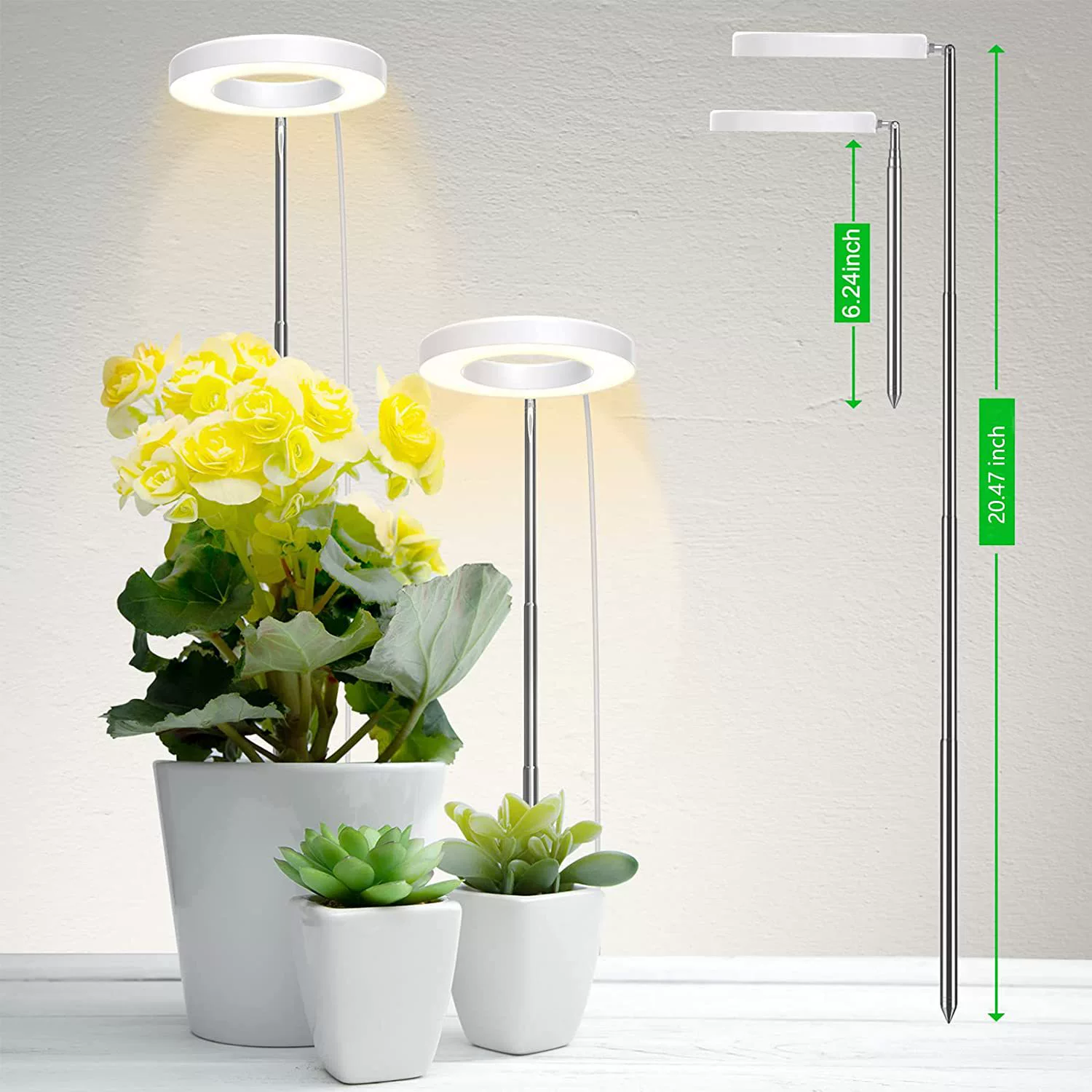 Телескопический стержень с кольцом для выращивания растений, гидропонный светодиодный полноспектральный домашний мясистый светильник, похожий на солнце