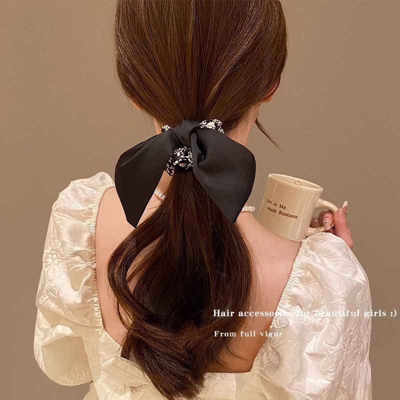 韓国風のトレンディな花柄リボンヘアバンド、スーパーフェアリーリボン、ファッショナブルなネットセレブのホットスタイル、多用途のヘッドバンド、小さなシルクスカーフ|undefined