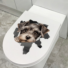 Cross-border stereoscopic visual effect CH33137 Dog-themed bathroom and toilet waterproof toilet lid decorative self-adhesive