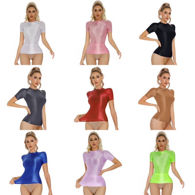 Very Thin, Shiny, Glossy, Tight-Fitting Top, Slim-Fit T-Shirt, Sexy, Transparent, Breathable, Comfortable, Sporty, European and American Style, Plus Size 70512 Very Thin, Shiny, Glossy, Tight-Fitting Top, Slim-Fit T-Shirt, Sexy, Transparent, Breathable, Comfortable, Sporty, European and American Style, Plus Size 70512