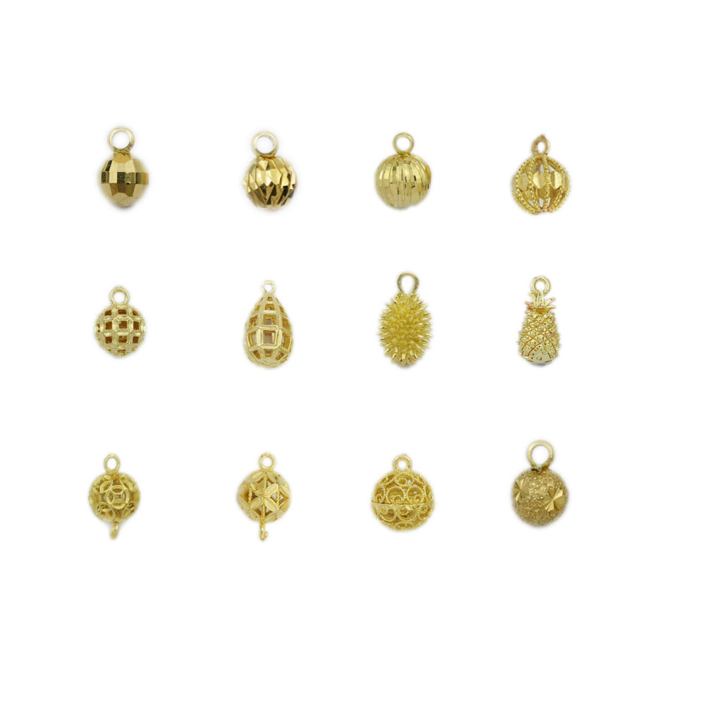 实心镭射满天星西瓜吊镂空水滴双吊单吊车花线球菠萝榴莲吊坠配件