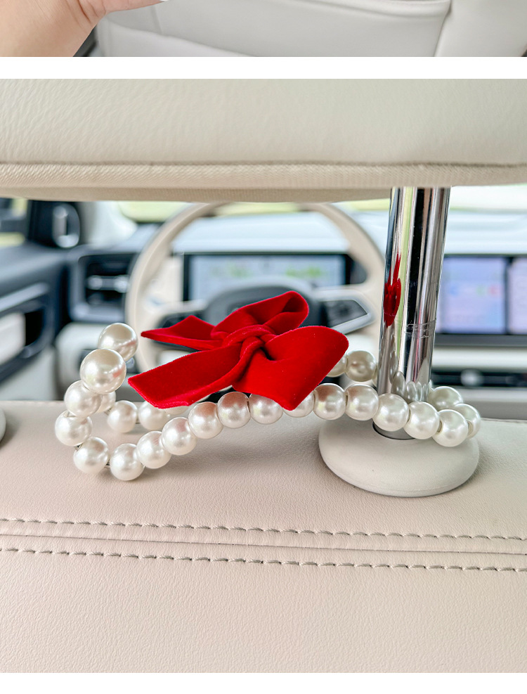 Car Car Hook Girl Bow Pearl Car Rear Seat Back Hook Car Interior Storage Supplies