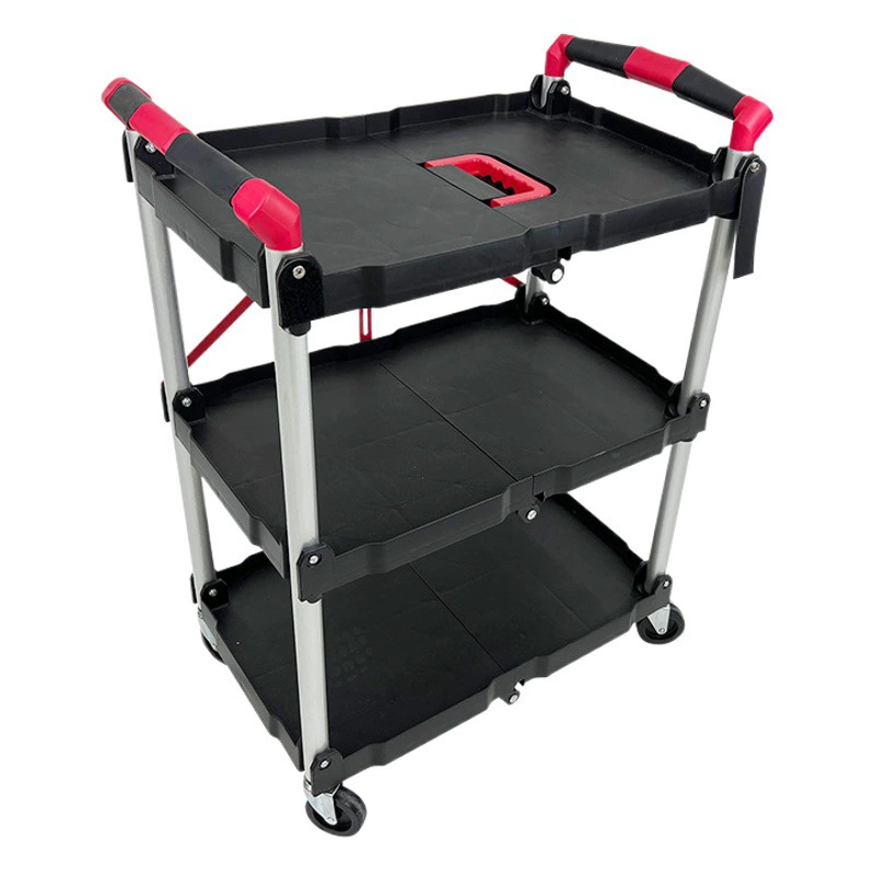 Утолщенный пластиковый обеденный автомобиль кемпинг портативная тележка Отель Ресторан коммерческий складной ручной толчок обеденный автомобиль оптом