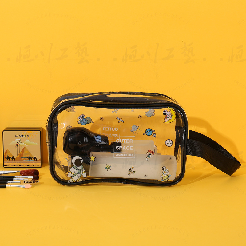 PVC手提透明化妆包ins便携旅行出差拉链洗漱包大容量收纳可定印刷