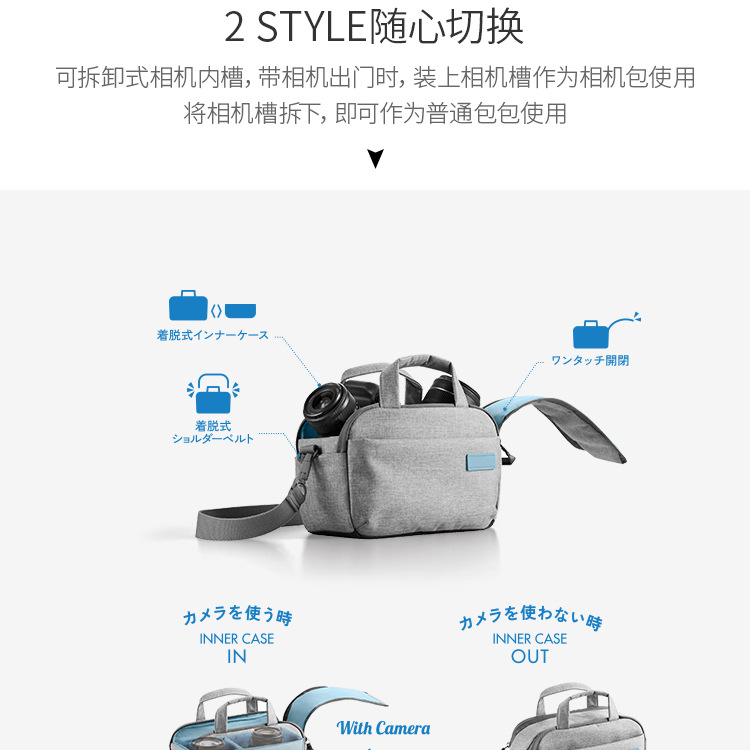 국경 2023 새로운 경량 어깨 핸드백 사진 가방 SLR 배낭 마이크로 단일 카메라 가방