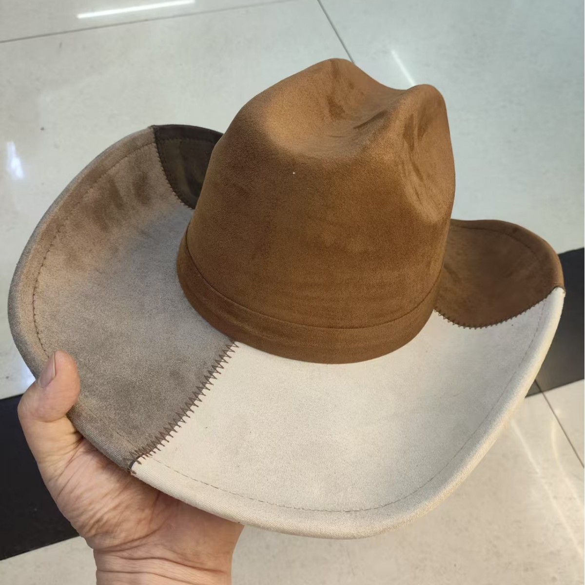 Cross-Border European and American Color-Blocked Suede Hats, French Outdoor Sunshade Ethnic Hats, Riding Hats, Western Cowboy Hats