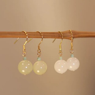 Natural Hetian Jade Earrings Sapam Jade White Jade Small All-match Earrings Niche Design Antique Earrings Ear Hook