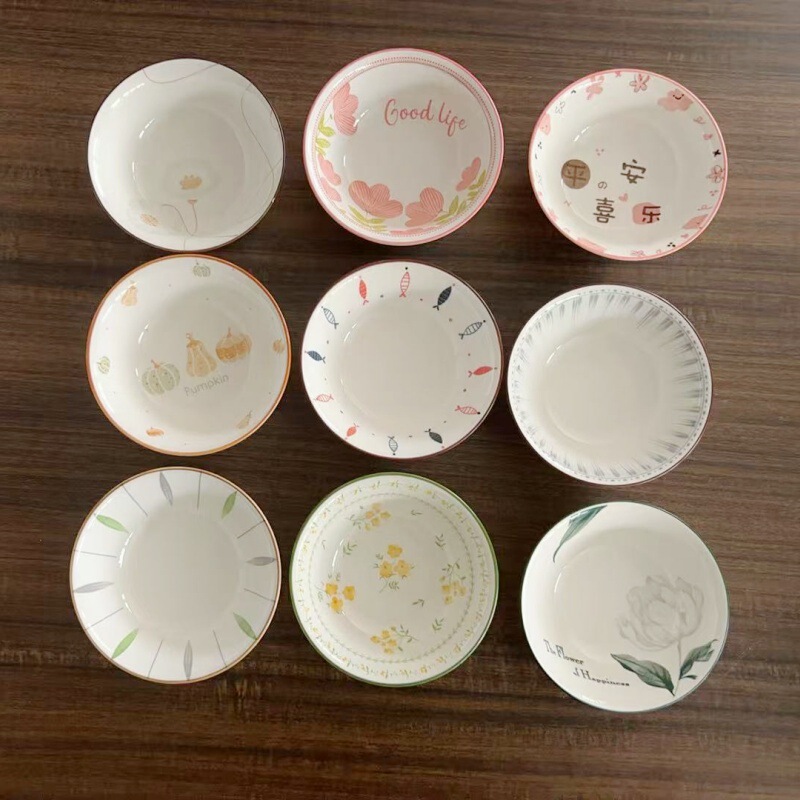 2 yuan shop household 6-inch ceramic bowl Bucket Bowl instant noodle bowl soup bowl ramen bowl instant noodles tie bowl cheap creative