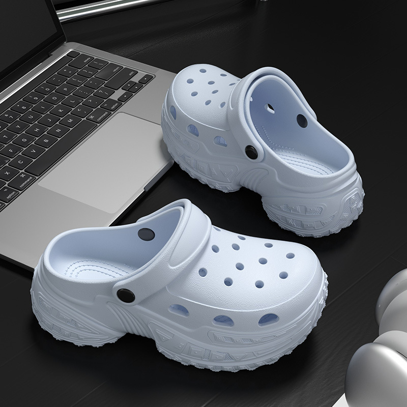 2025 New Simple Style with a Stepping-On-Clouds Feel, 5cm Thick Sole for Height Increase, Casual Solid Color, Non-Slip, Comfortable, Versatile, One-Piece Molded Perforated Design