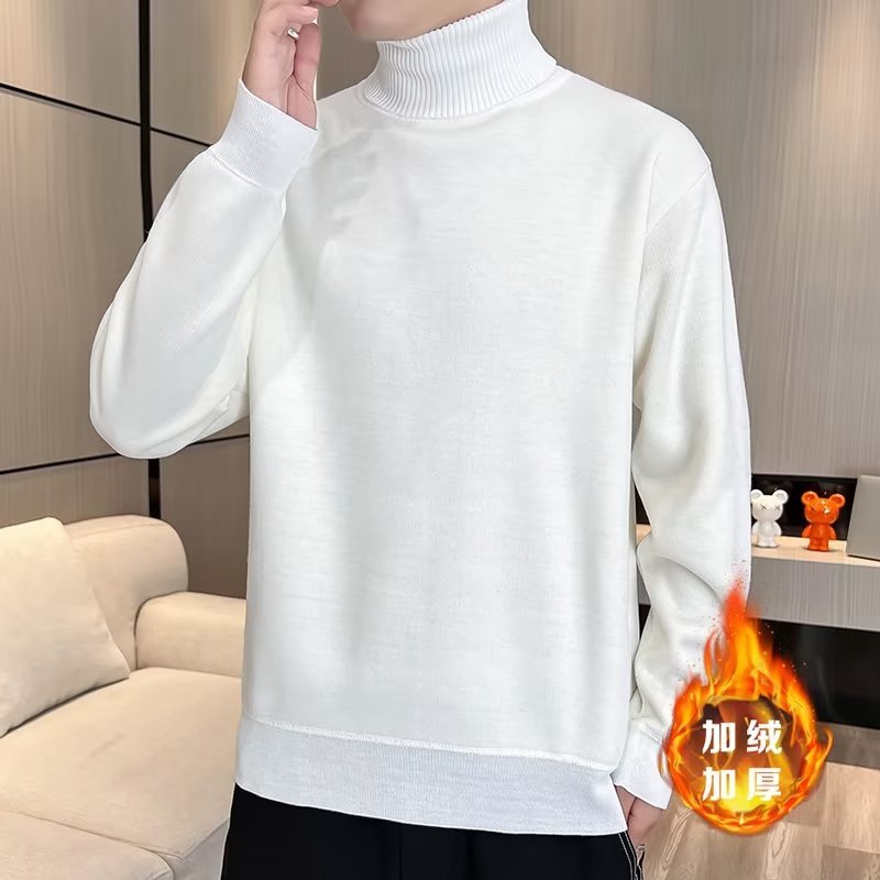 Men's warm trend solid color knitted winter sweater for leisure