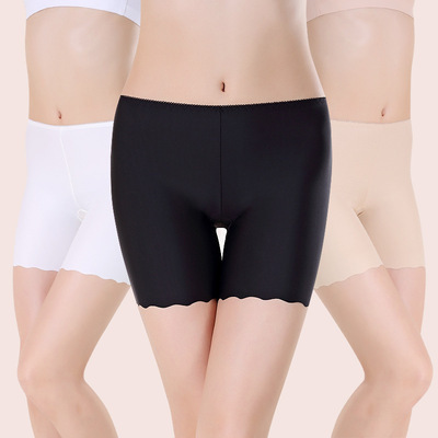 Summer Ice Silk 3/4 Leggings Safety Shorts Anti-Stray No-Show Underpants Breathable Ultra-Thin Anti-Roll Edge Protection Underwear for Women