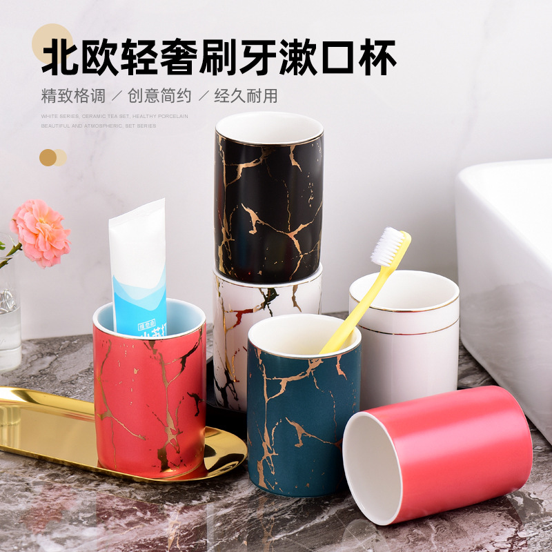 批發酒店賓館直身陶瓷漱口杯簡約磨砂彩色牙刷杯民宿牙缸杯洗漱杯