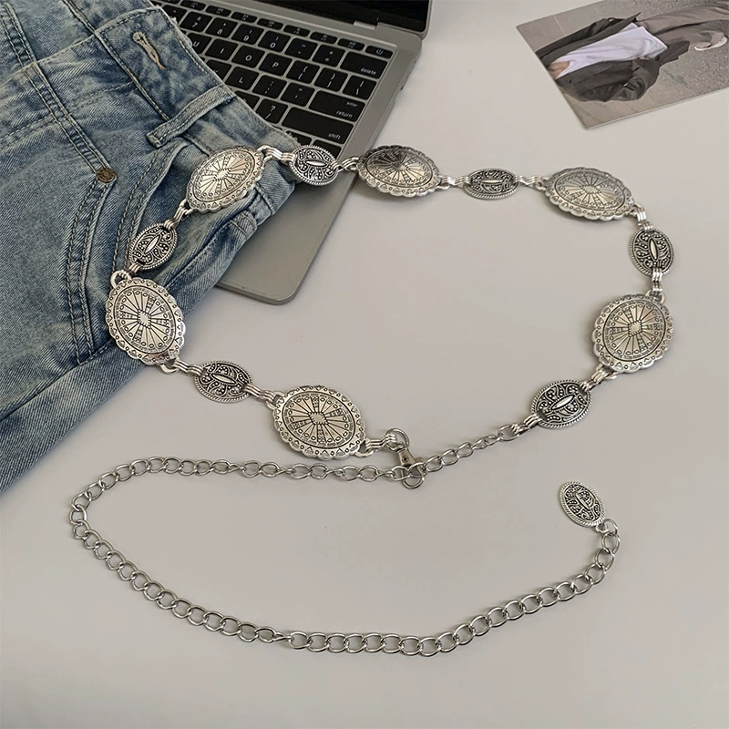Retro belt, universal boho accessory, 120 cm adjustable metal buckle, high‑quality style