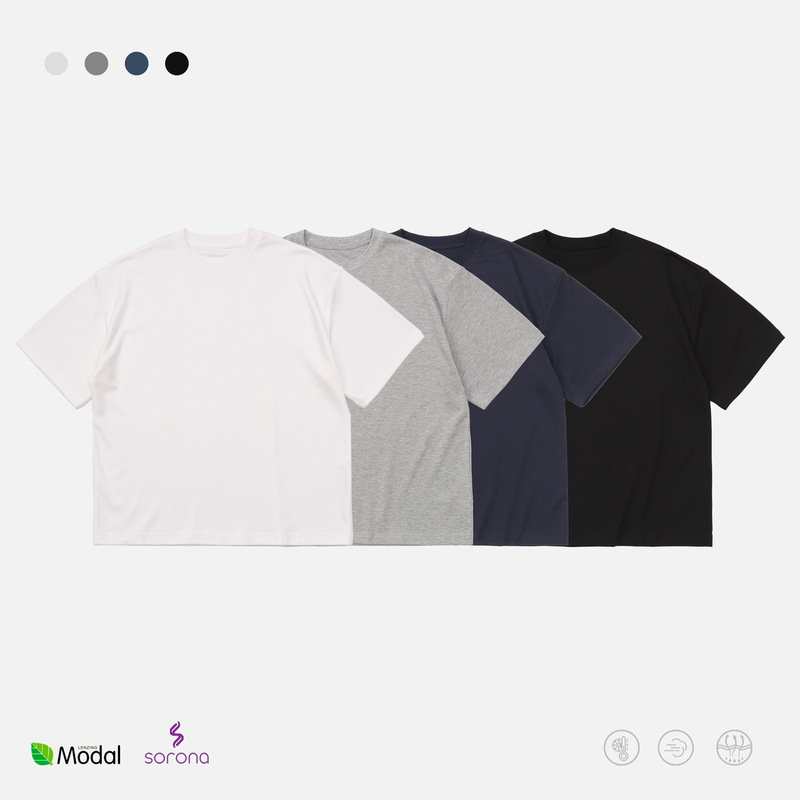 Dingming Minimalist Series | Short Wide Boxy Small Neckline Lenzing Tencel Modal Base Solid Color Short Sleeve T-Shirt Dingming Minimalist Series | Short Wide Boxy Small Neckline Lenzing Tencel Modal Base Solid Color Short Sleeve T-Shirt
