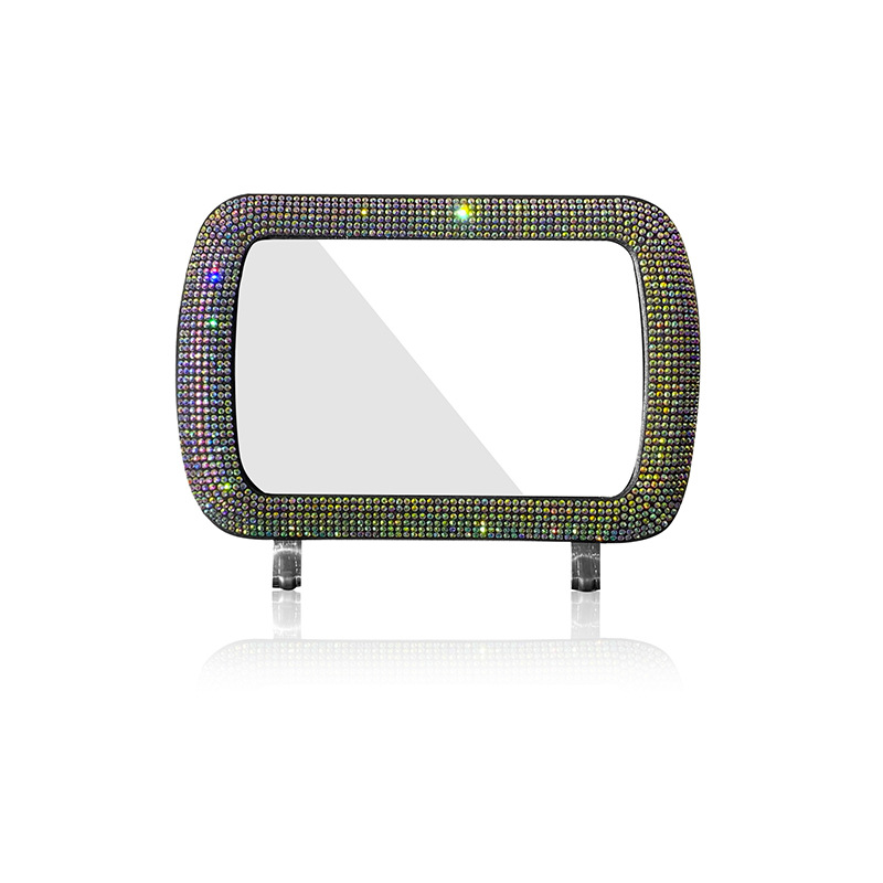 Espejo de maquillaje de mujer espejo de tocador de sombrilla de coche espejo decorativo de visera de coche rhinestone transfronterizo