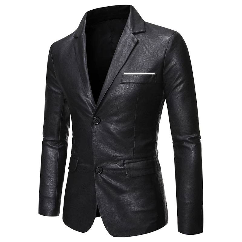 Foreign trade plus size men's 2023 double buckle leather jacket slim PU leather suit casual motorcycle suit Korean style jacket jacket