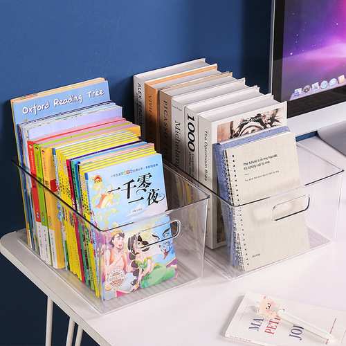 Book Storage Box Transparent Plastic Book Storage Box Home Toy Organizers Storage Box Student Desk Organizer